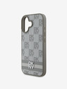 DKNY PU Leather Checkered Pattern and Stripe Zadní Kryt pro iPhone 16 Beige Etui za telefon