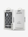 DKNY PU Leather Checkered Pattern and Stripe Zadní Kryt pro iPhone 16 Black Etui za telefon