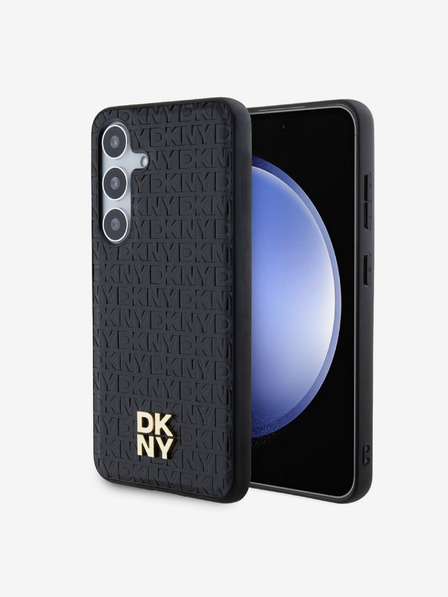 DKNY PU Leather Repeat Pattern Stack Logo Magsafe Zadní Kryt pro Samsung Galaxy S24+ Black Etui za telefon