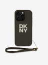 DKNY PU Leather Stack Logo Wrist Strap iPhone 16 Pro Green Etui za telefon