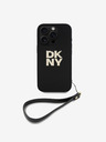 DKNY PU Leather Stack Logo Wrist Strap iPhone 16 Pro Black Etui za telefon