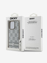 DKNY PU Leather Checkered Pattern and Stripe iPhone 16 Pro Beige Etui za telefon