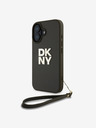 DKNY PU Leather Stack Logo Wrist Strap iPhone 16 Green Etui za telefon