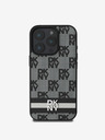 DKNY PU Leather Checkered Pattern and Stripe iPhone 16 Pro Black Etui za telefon