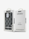 DKNY PU Leather Checkered Pattern and Stripe iPhone 16 Pro Black Etui za telefon