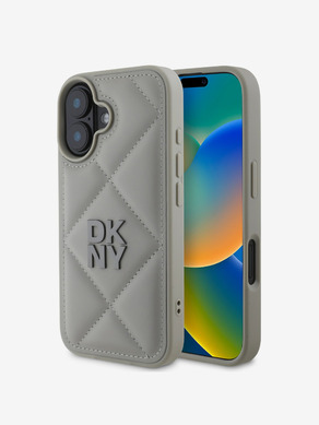 DKNY PU Leather Quilted Stack Logo iPhone 16 Plus Grey Etui za telefon