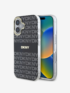 DKNY Repeat Pattern Tonal Stripe Magsafe iPhone 16 Black Etui za telefon