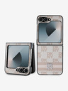 DKNY PU Leather Checkered Pattern and Stripe Samsung Galaxy Z Flip 6 Pink Etui za telefon