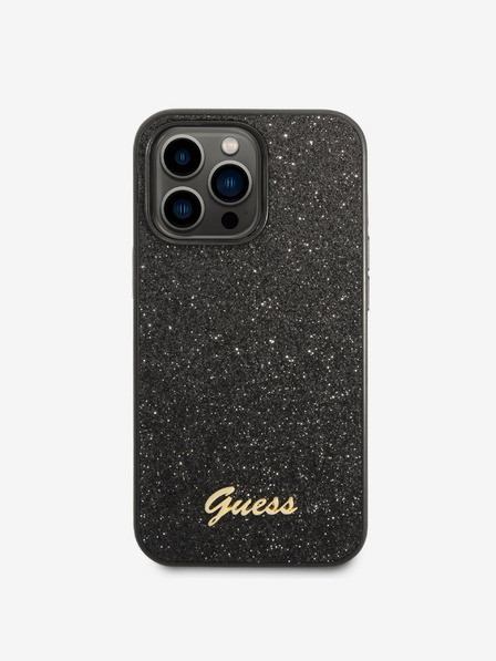 Guess PC/TPU Glitter Flakes Metal Logo iPhone 14 Pro Max Black Etui za telefon