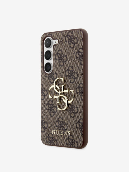 Guess PU 4G Metal Logo Zadní Kryt pro Samsung Galaxy S23 Brown Etui za telefon