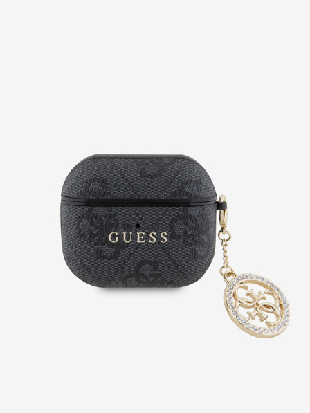 Guess 4G Script PC/PU Charm Pouzdro pro AirPods 3 Black Etui