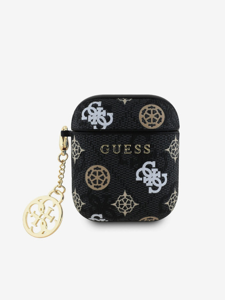 Guess PU 4G Peony Charm Pouzdro pro AirPods 1/2 Black Etui