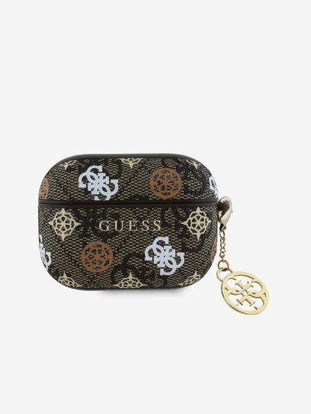 Guess PU 4G Peony Charm Pouzdro pro AirPods Pro Brown Etui