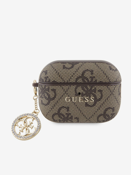 Guess 4G Script PC/PU Charm Pouzdro pro AirPods Pro 2 Brown Etui