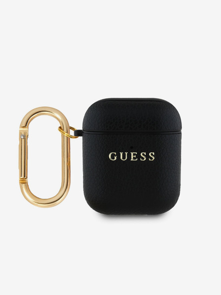 Guess PU Grained Classic Logo Pouzdro pro AirPods 1/2 Black Etui