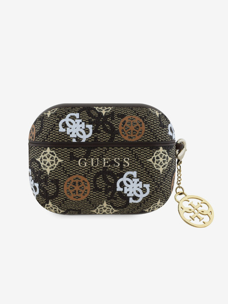 Guess PU 4G Peony Charm Pouzdro pro AirPods 3 Brown Etui