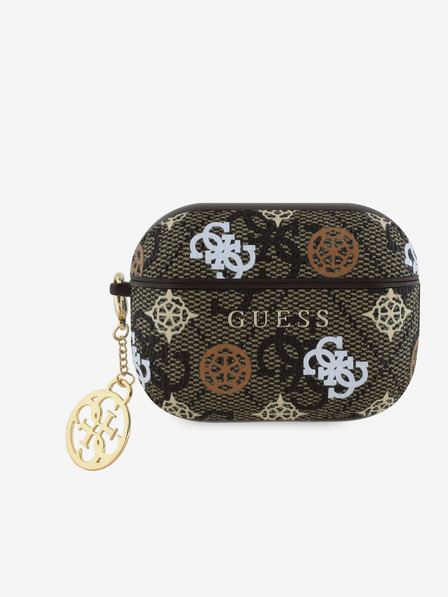 Guess PU 4G Peony Charm Pouzdro pro AirPods Pro 2 Brown Etui