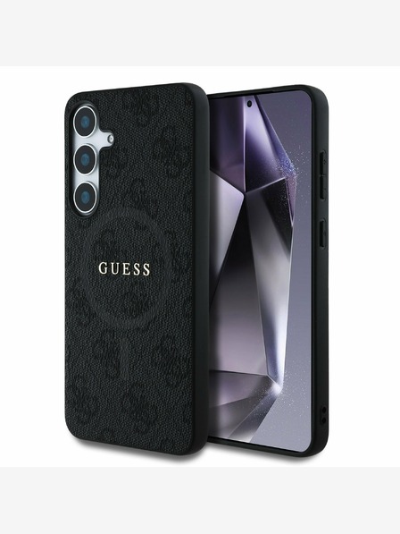 Guess PU Leather 4G Colored Ring MagSafe Zadní Kryt pro Samsung Galaxy S25+ Black Etui za telefon