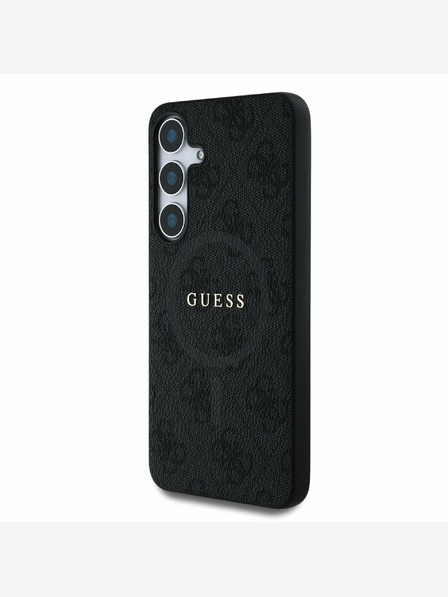 Guess PU Leather 4G Colored Ring MagSafe Zadní Kryt pro Samsung Galaxy S25+ Black Etui za telefon