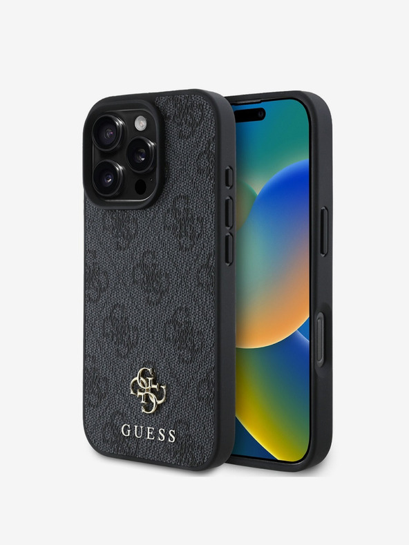 Guess PU 4G Small Metal Logo MagSafe Zadní Kryt pro iPhone 16 Pro Grey Etui za telefon