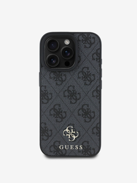 Guess PU 4G Small Metal Logo MagSafe Zadní Kryt pro iPhone 16 Pro Grey Etui za telefon