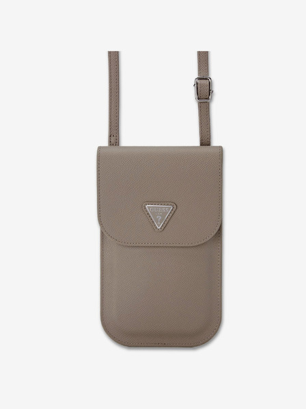 Guess PU Grained Triangle Logo Taška na Telefon Brown Etui za telefon