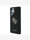 Guess PU Grained 4G Metal Logo Zadní Kryt pro Samsung Galaxy S25 Ultra Black Etui za telefon