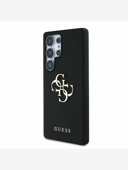 Guess PU Grained 4G Metal Logo Zadní Kryt pro Samsung Galaxy S25 Ultra Black Etui za telefon