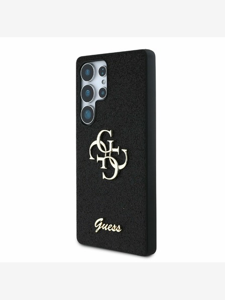 Guess PU Fixed Glitter 4G Metal Logo Zadní Kryt pro Samsung Galaxy S25 Ultra Black Etui za telefon