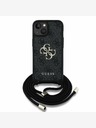 Guess PU 4G Metal Logo Crossbody Popruh Zadní Kryt pro iPhone 15 Black Etui za telefon