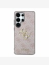 Guess PU 4G Metal Logo Zadní Kryt pro Samsung Galaxy S25 Ultra Pink Etui za telefon