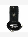 Guess PU 4G Metal Logo Crossbody Popruh Zadní Kryt pro iPhone 15 Pro Black Etui za telefon