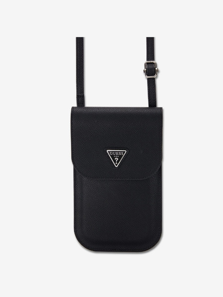 Guess PU Grained Triangle Logo Taška na Telefon Black Etui za telefon