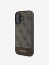 Guess PU 4G Stripe Zadní Kryt pro iPhone 16 Brown Etui za telefon