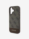 Guess PU 4G Stripe Zadní Kryt pro iPhone 16 Brown Etui za telefon