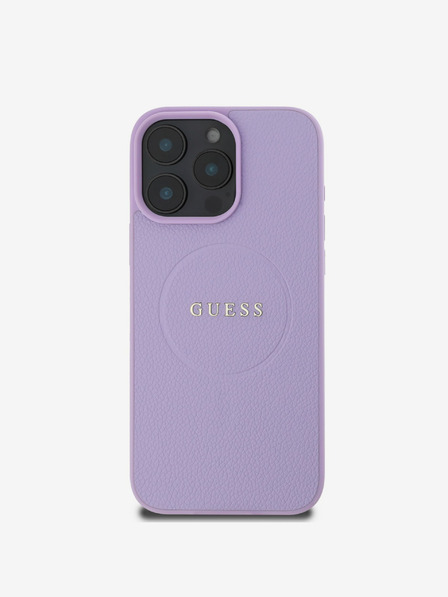 Guess PU Grained Classic Logo MagSafe Zadní Kryt pro iPhone 16 Pro Max Purple Etui za telefon