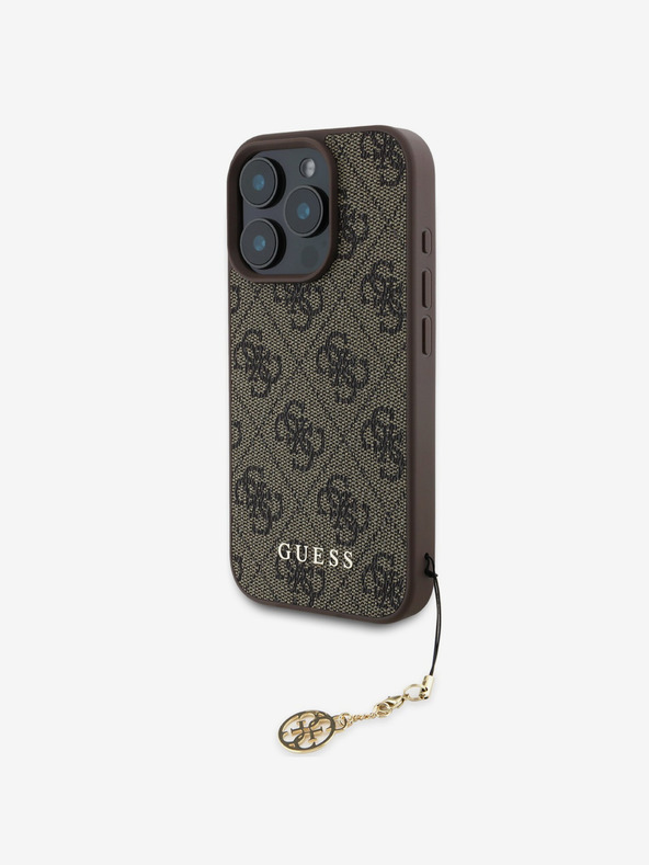 Guess 4G Charm Zadní Kryt pro iPhone 16 Pro Tone on Tone Brown Etui za telefon