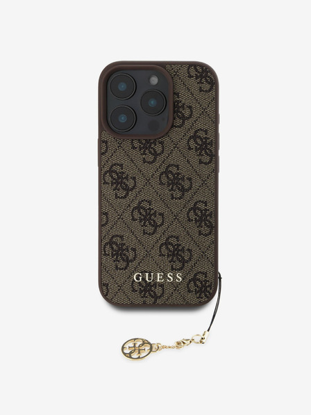 Guess 4G Charm Zadní Kryt pro iPhone 16 Pro Tone on Tone Brown Etui za telefon