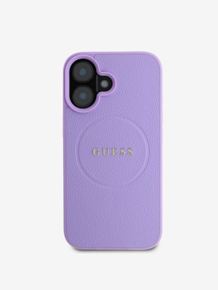 Guess PU Grained Classic Logo MagSafe Zadní Kryt pro iPhone 16 Purple Etui za telefon