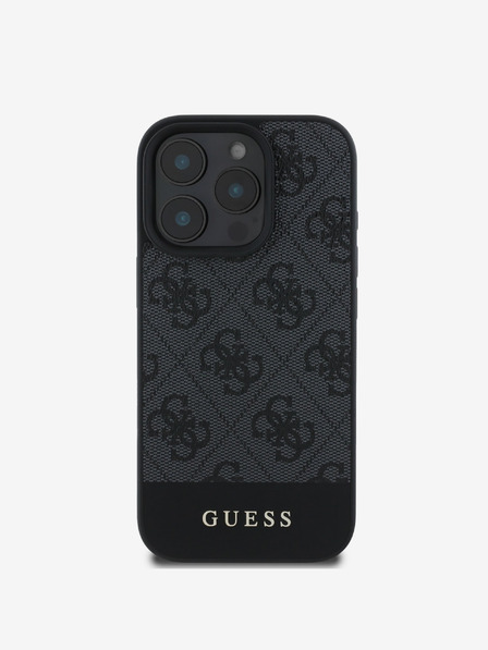 Guess PU 4G Stripe Zadní Kryt pro iPhone 16 Pro Grey Etui za telefon