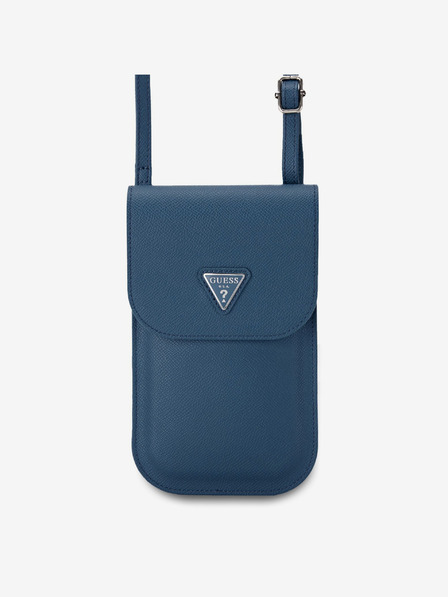 Guess PU Grained Triangle Logo Taška na Telefon Blue Etui za telefon