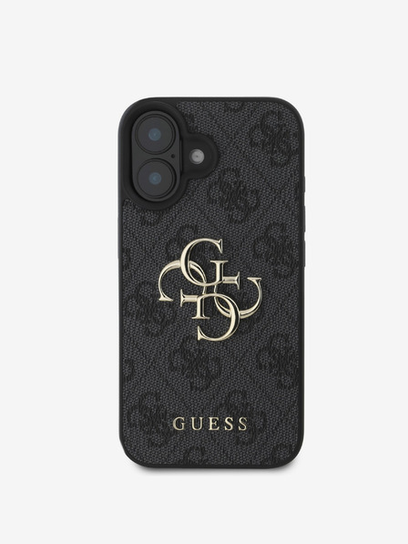 Guess PU 4G Metal Logo Zadní Kryt pro iPhone 16 Plus Grey Etui za telefon