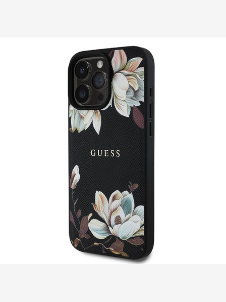 Guess PU Grained Magnolia MagSafe Zadní Kryt pro iPhone 16 Pro Max Black Etui za telefon