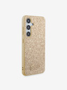 Guess PC/TPU Glitter Flakes Metal Logo Zadní Kryt pro Samsung Galaxy S24+ Gold Etui za telefon