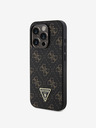 Guess PU Leather 4G Triangle Metal Logo Zadní Kryt pro iPhone 16 Pro Max Black Etui za telefon