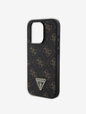 Guess PU Leather 4G Triangle Metal Logo Zadní Kryt pro iPhone 16 Pro Max Black Etui za telefon