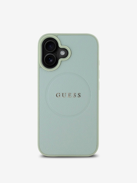 Guess PU Grained Classic Logo MagSafe Zadní Kryt pro iPhone 16 Green Etui za telefon