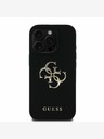 Guess PU Grained 4G Metal Logo Zadní Kryt pro iPhone 16 Pro Max Black Etui za telefon