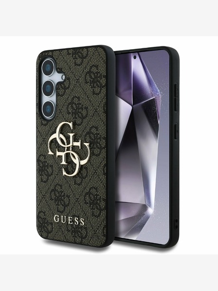 Guess PU 4G Metal Logo Zadní Kryt pro Samsung Galaxy S25+ Brown Etui za telefon