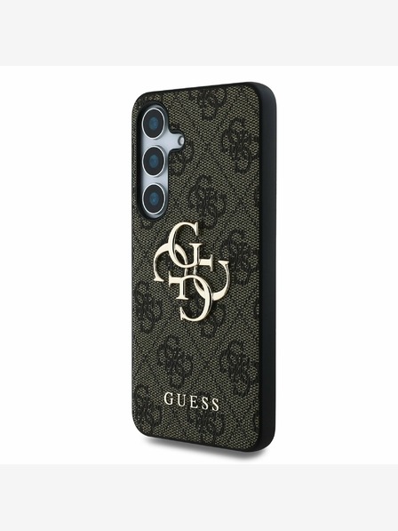 Guess PU 4G Metal Logo Zadní Kryt pro Samsung Galaxy S25+ Brown Etui za telefon